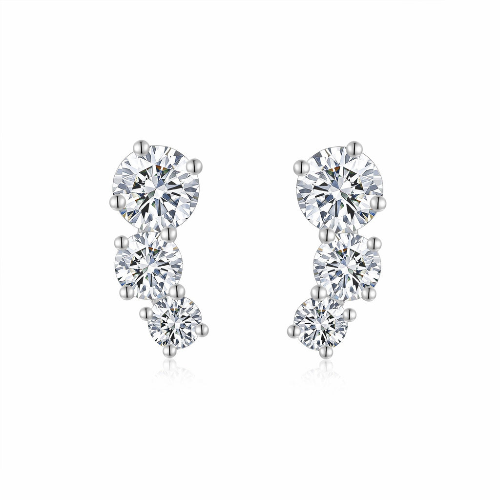 Arcata Moissanite Climber Stud Earrings in Sterling Silver