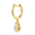 Pergola Pear-Cut Moissanite Drop Huggie Hoop Earrings in Gold-Tone Sterling Silver
