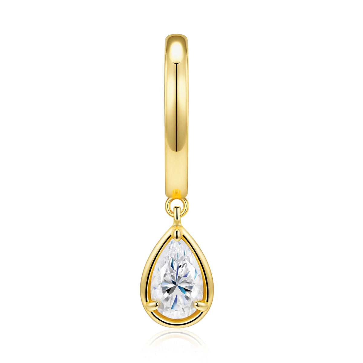 Pergola Pear-Cut Moissanite Drop Huggie Hoop Earrings in Gold-Tone Sterling Silver