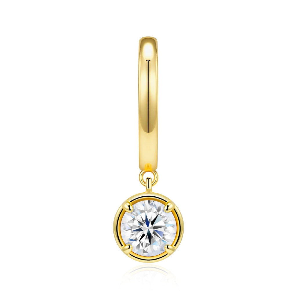 Rotonda Moissanite Drop Huggie Hoop Earrings in Gold-Tone Sterling Silver