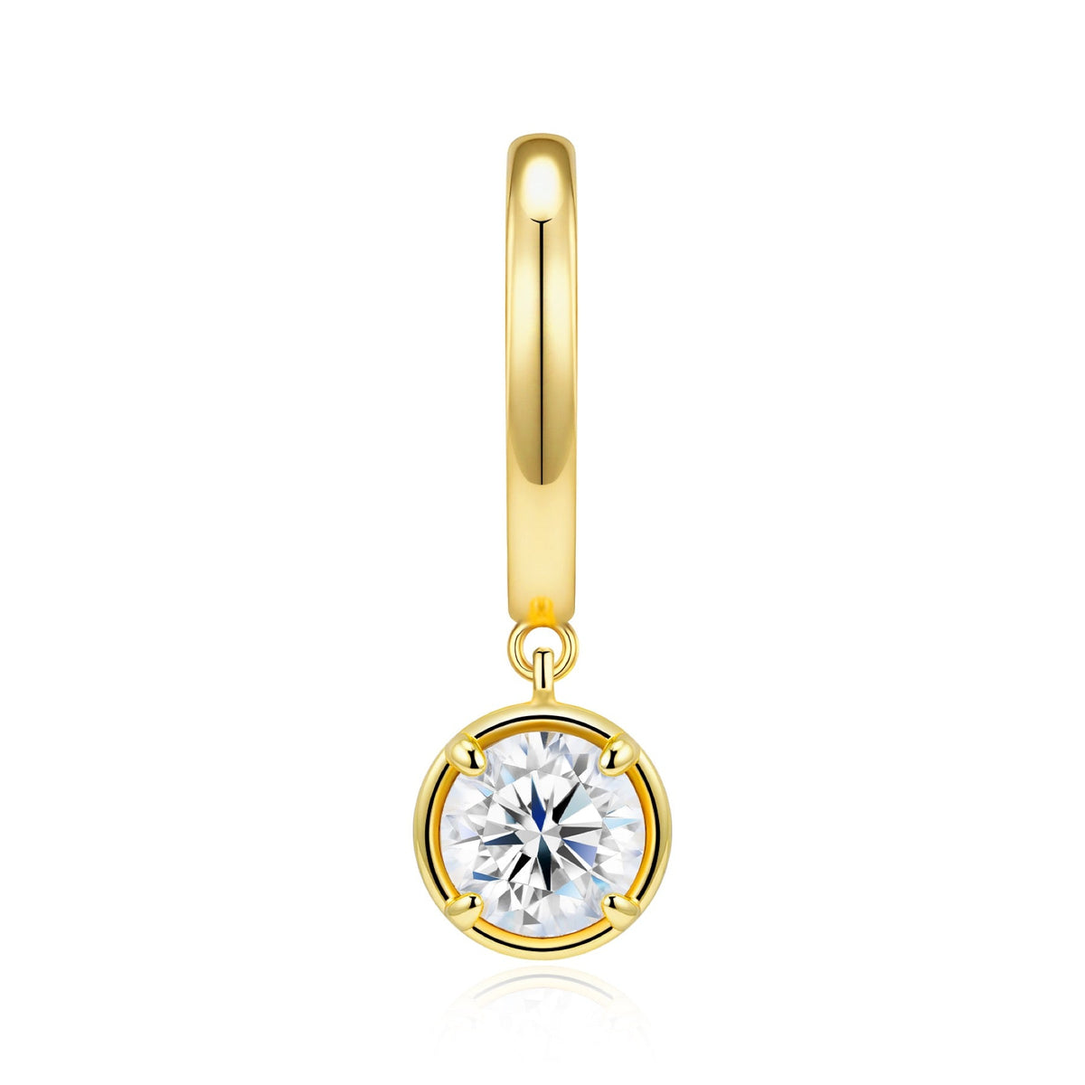 Rotonda Moissanite Drop Huggie Hoop Earrings in Gold-Tone Sterling Silver