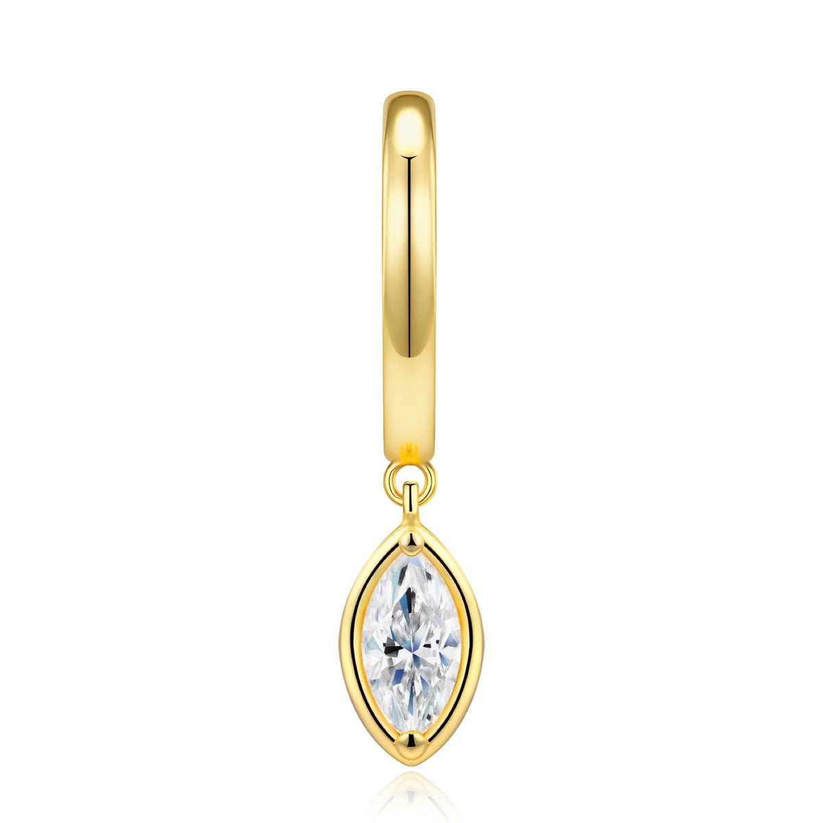 Occhiello Marquise-Cut Moissanite Drop Huggie Hoop Earrings in Gold-Tone Sterling Silver