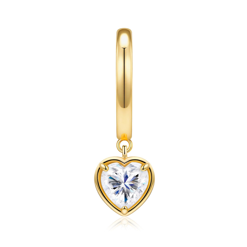 Cuorino Heart-Cut Moissanite Drop Huggie Hoop Earrings in Gold-Tone Sterling Silver