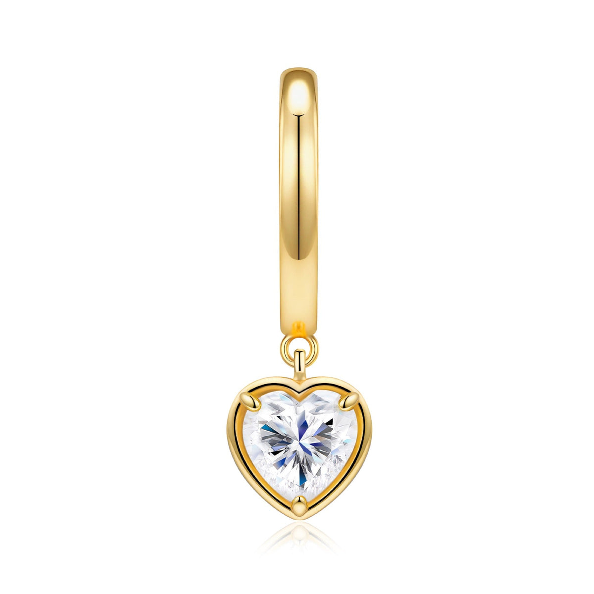 Cuorino Heart-Cut Moissanite Drop Huggie Hoop Earrings in Gold-Tone Sterling Silver