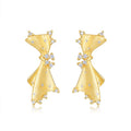 Nodo Moissanite Bow Stud Earrings in Gold-Tone Sterling Silver