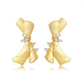 Farfallino Moissanite Bow Drop Earrings in Gold-Tone Sterling Silver