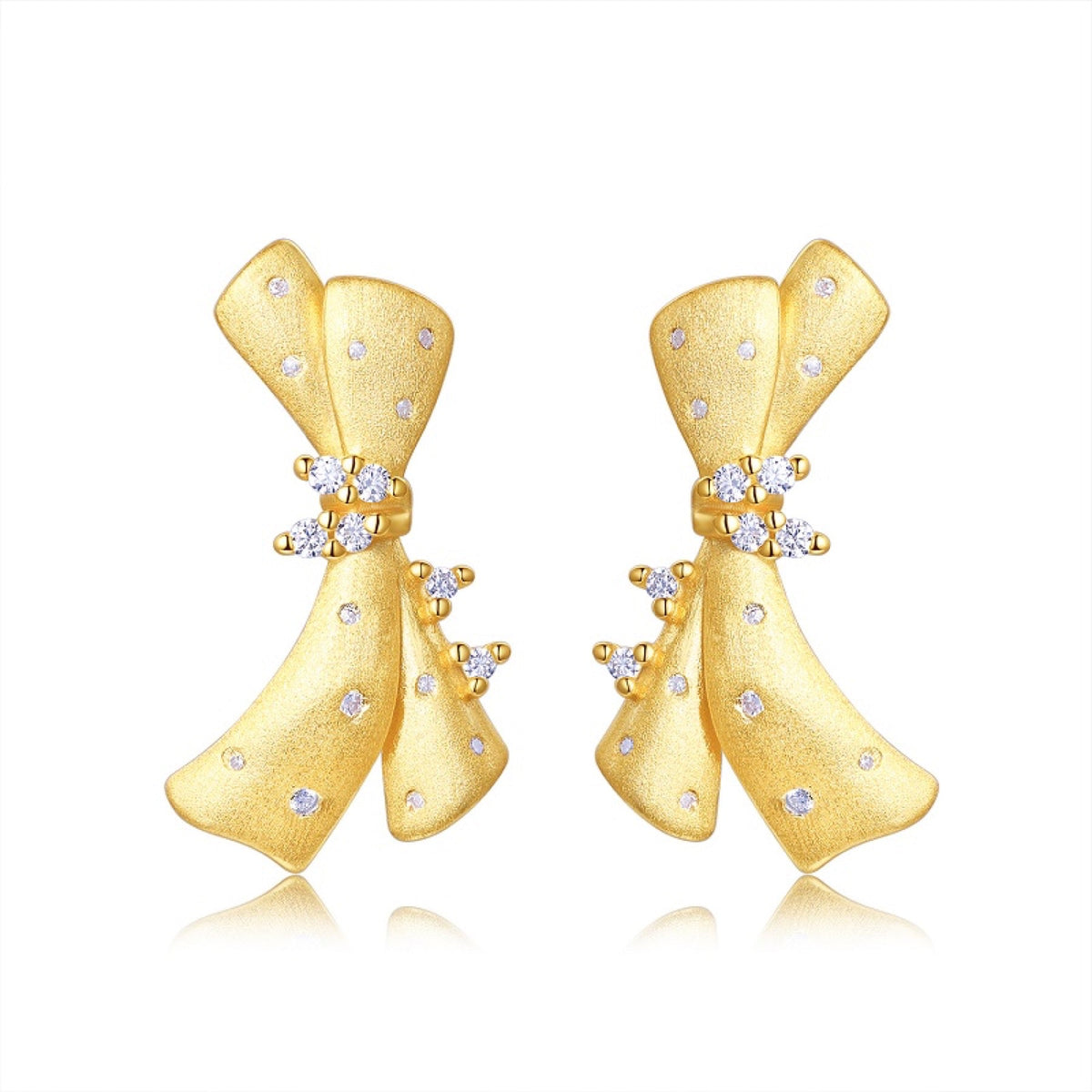 Farfallino Moissanite Bow Drop Earrings in Gold-Tone Sterling Silver