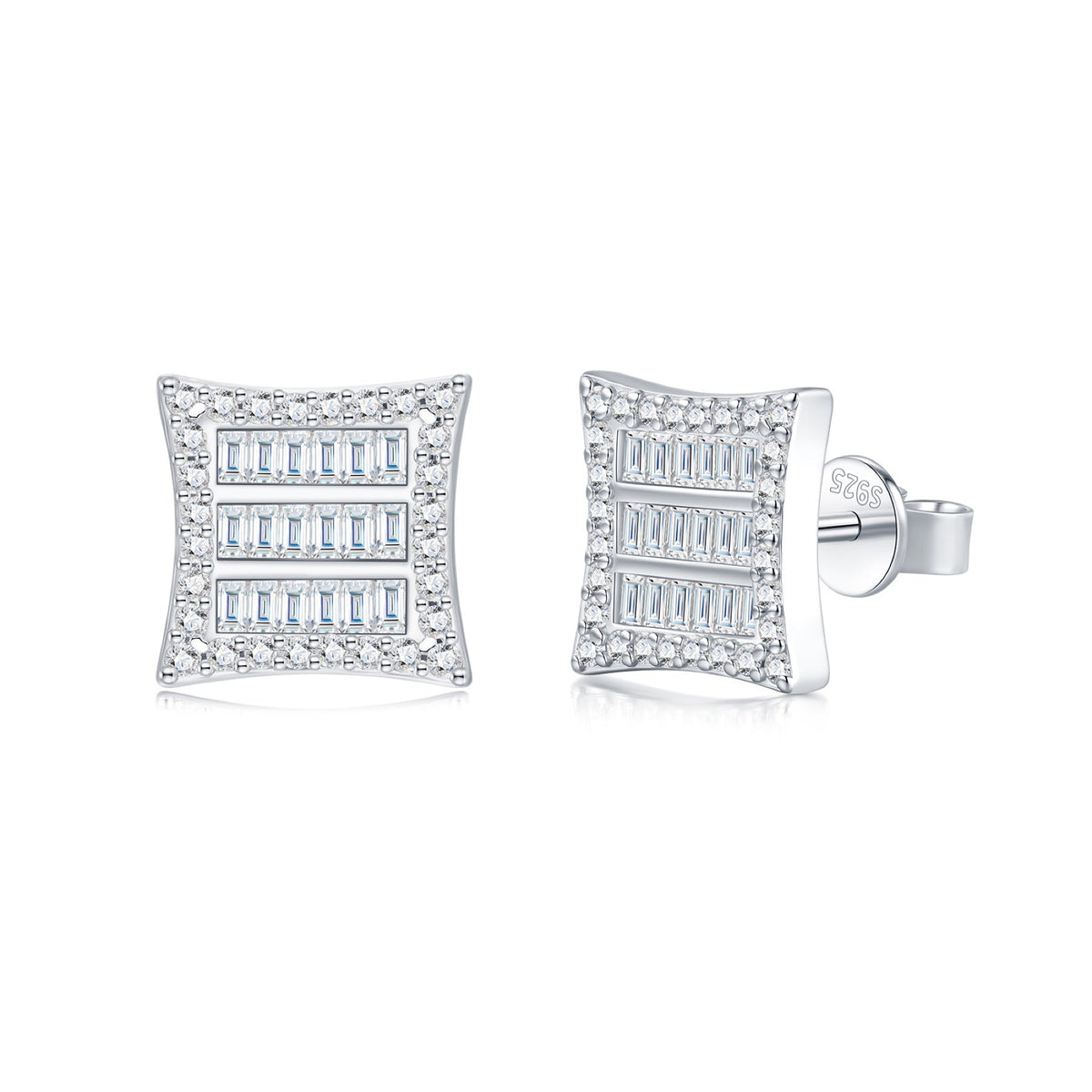 Lastra Moissanite Pavé Stud Earrings in Sterling Silver
