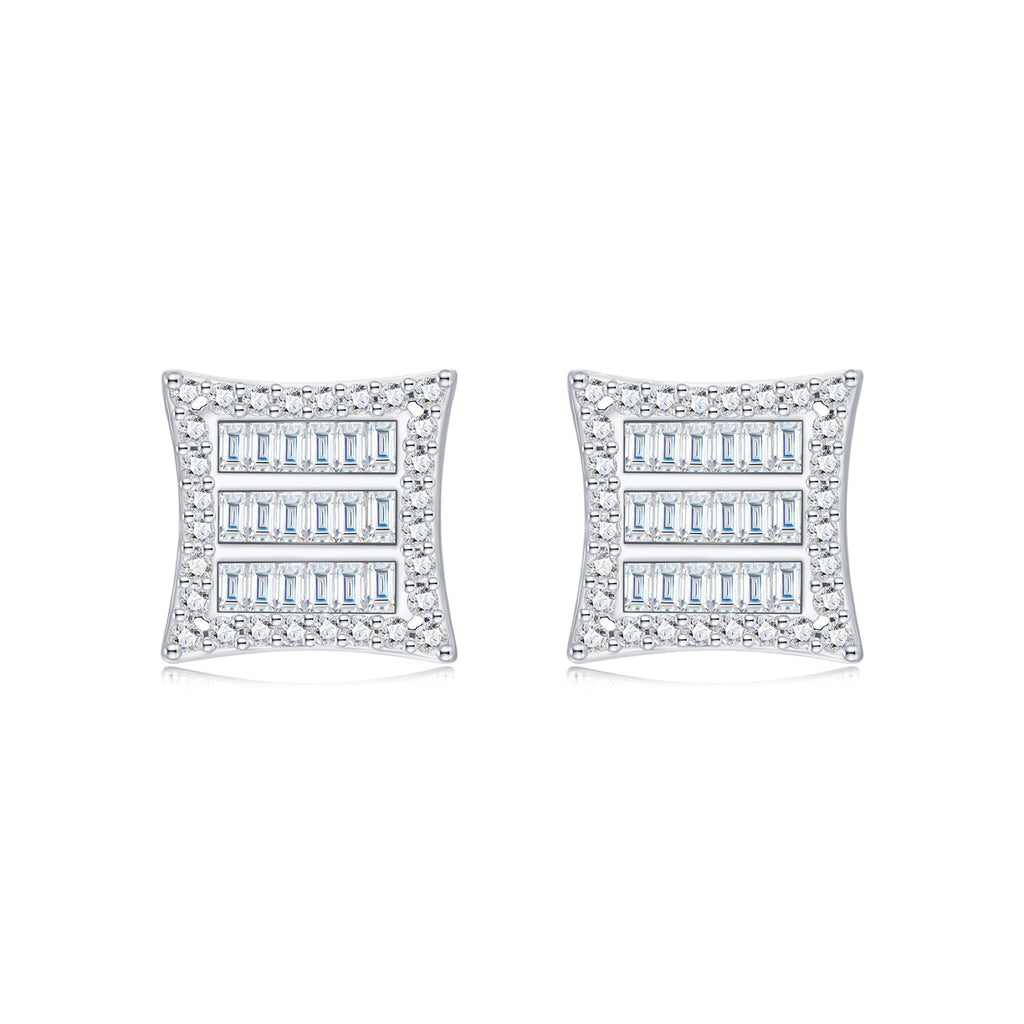 Lastra Moissanite Pavé Stud Earrings in Sterling Silver
