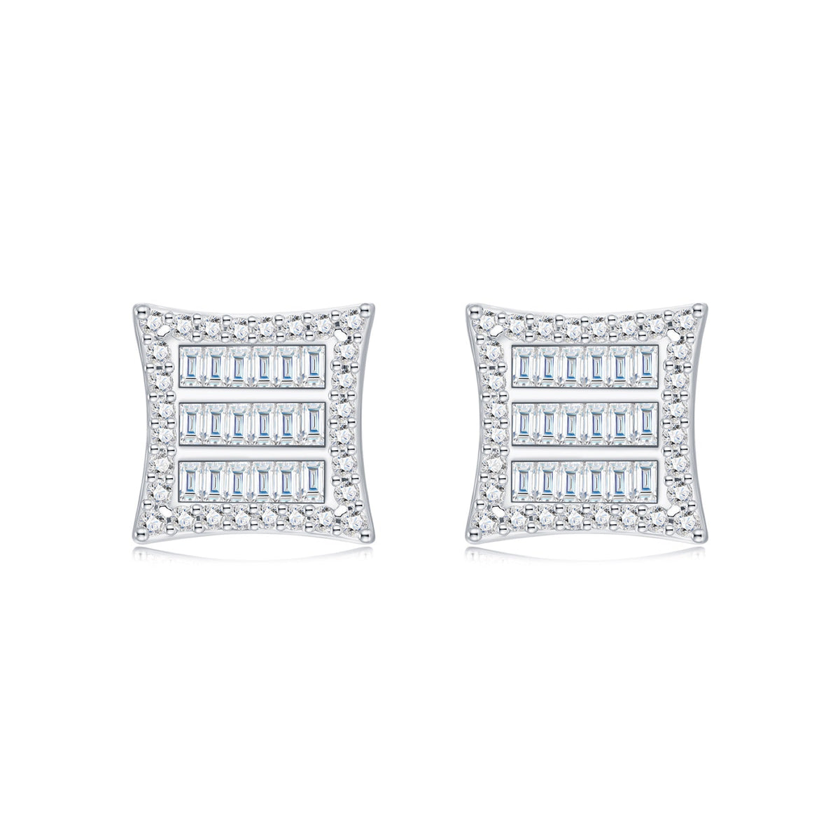 Lastra Moissanite Pavé Stud Earrings in Sterling Silver