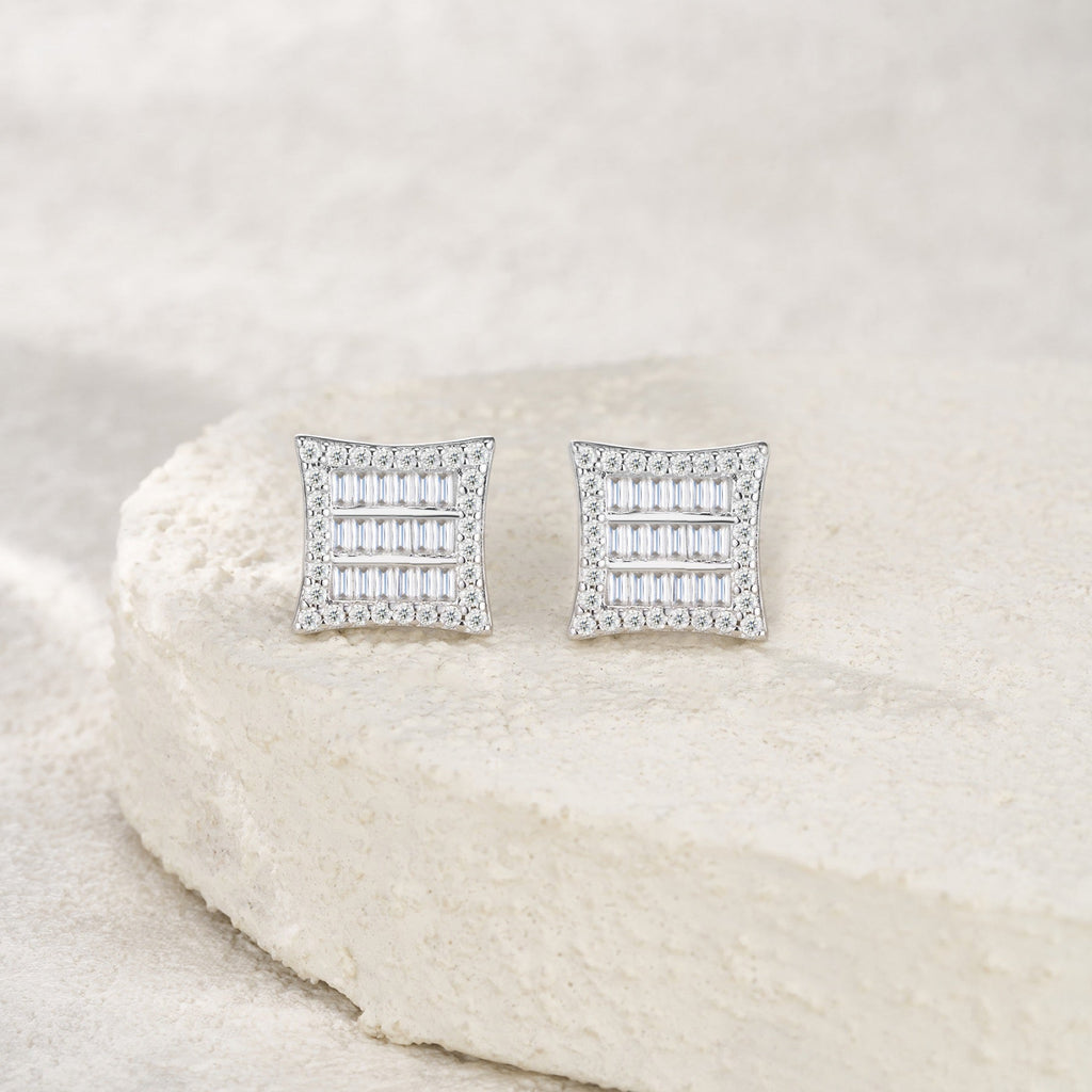 Lastra Moissanite Pavé Stud Earrings in Sterling Silver