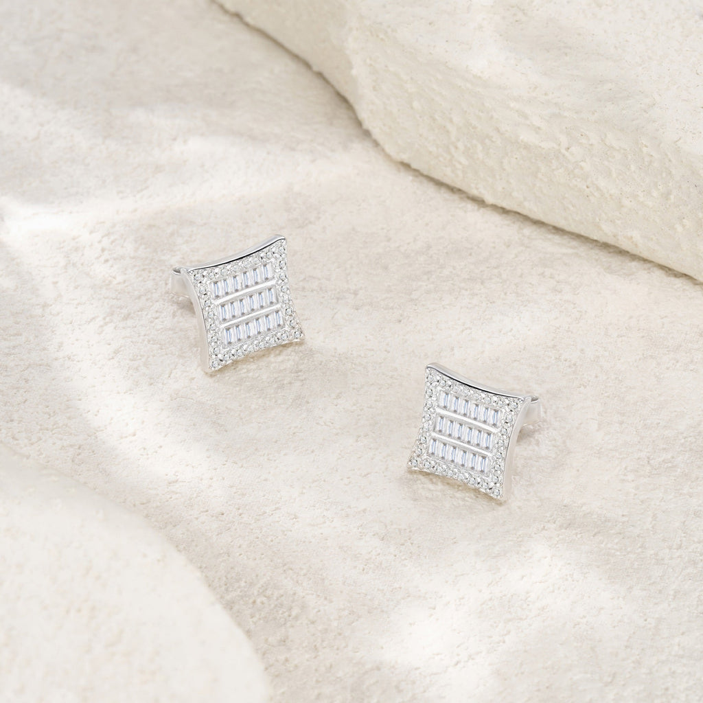 Lastra Moissanite Pavé Stud Earrings in Sterling Silver