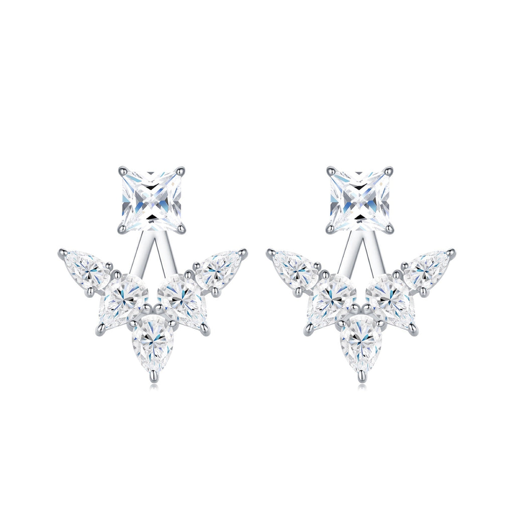 Astrale Moissanite Jacket Stud Earrings in Sterling Silver