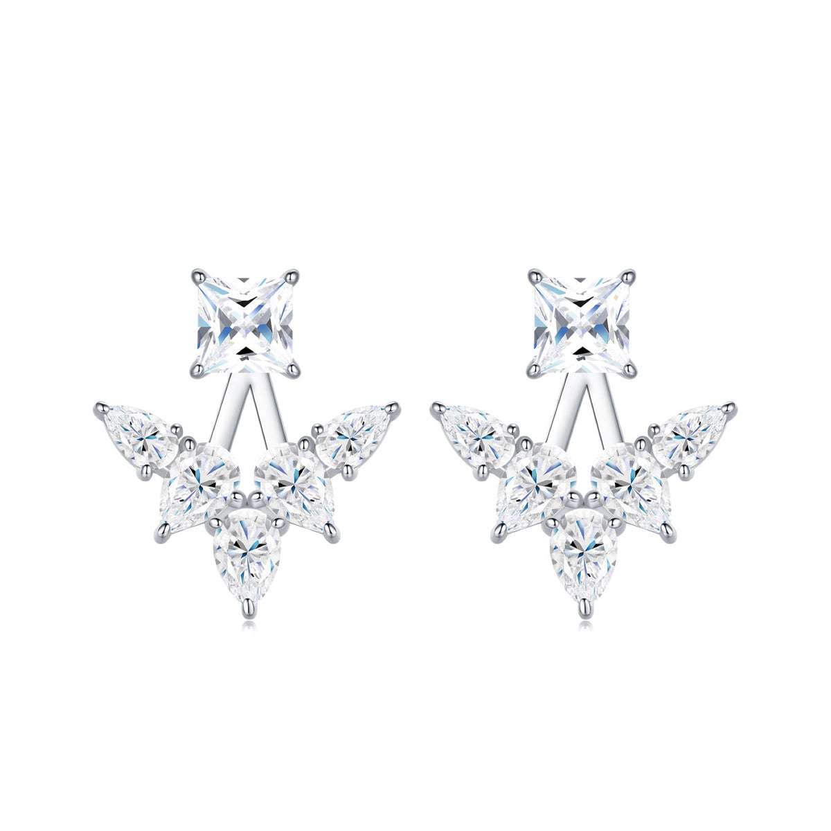 Astrale Moissanite Jacket Stud Earrings in Sterling Silver