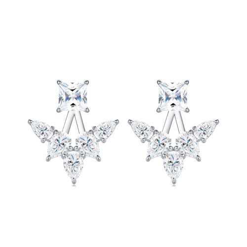 Astrale Moissanite Jacket Stud Earrings in Sterling Silver