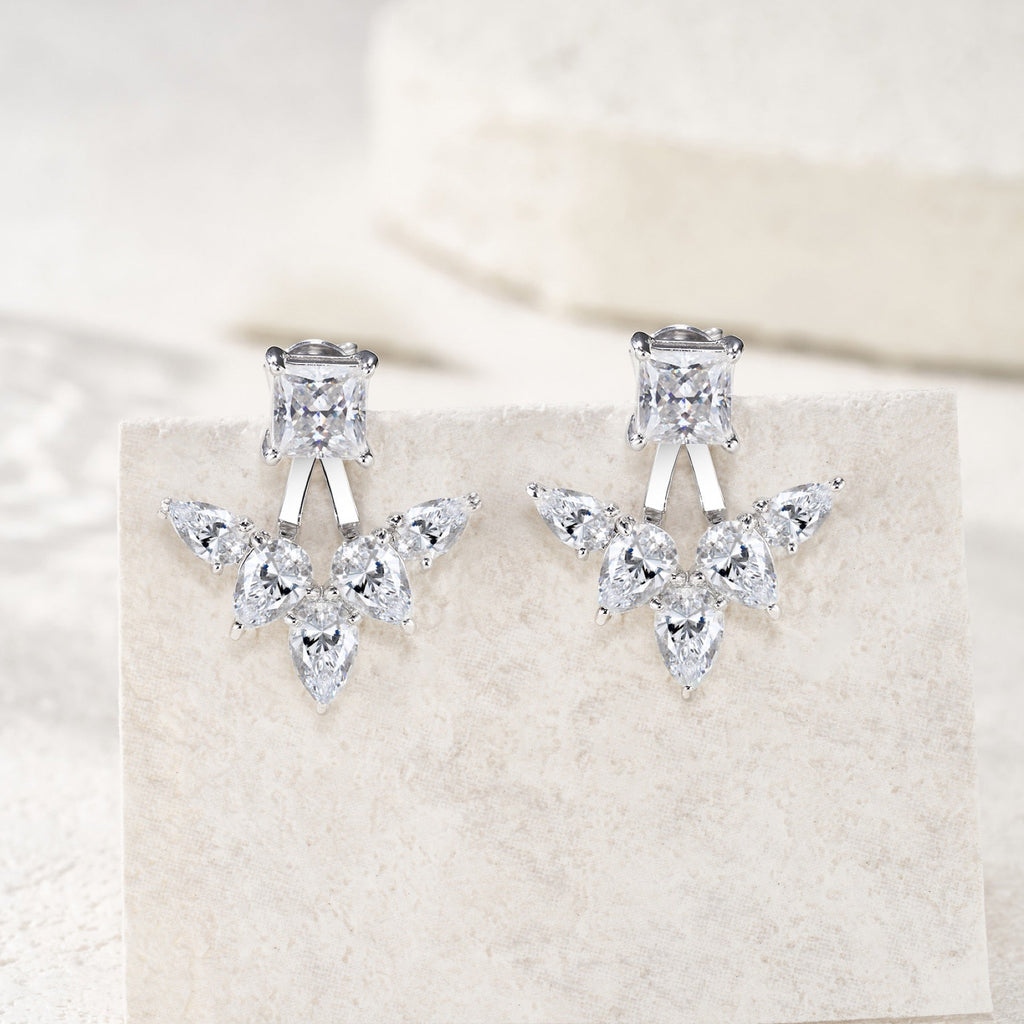 Astrale Moissanite Jacket Stud Earrings in Sterling Silver