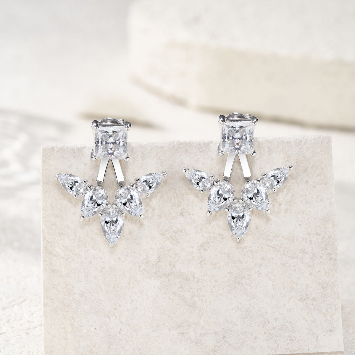 Astrale Moissanite Jacket Stud Earrings in Sterling Silver