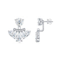 Ventaglio Moissanite Jacket Stud Earrings in Sterling Silver