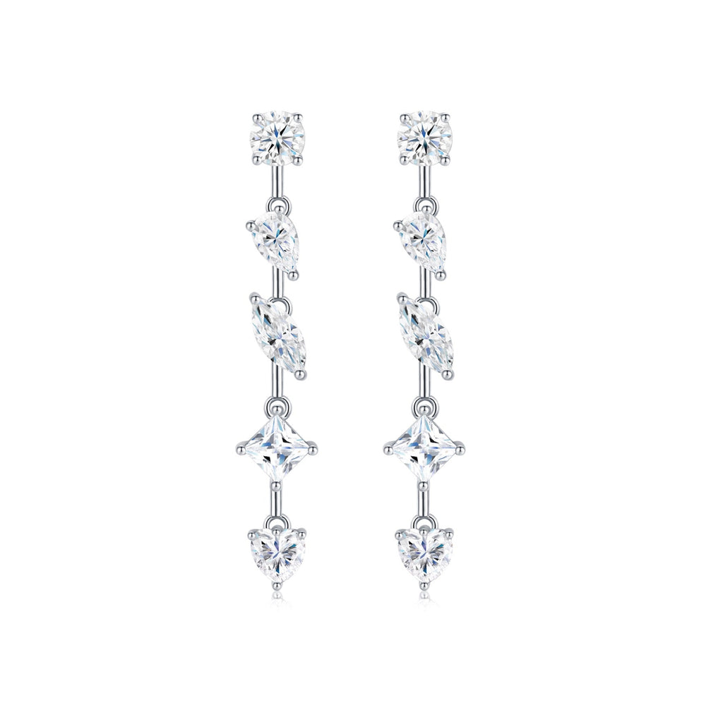 Filare Moissanite Climber Stud Earrings in Sterling Silver