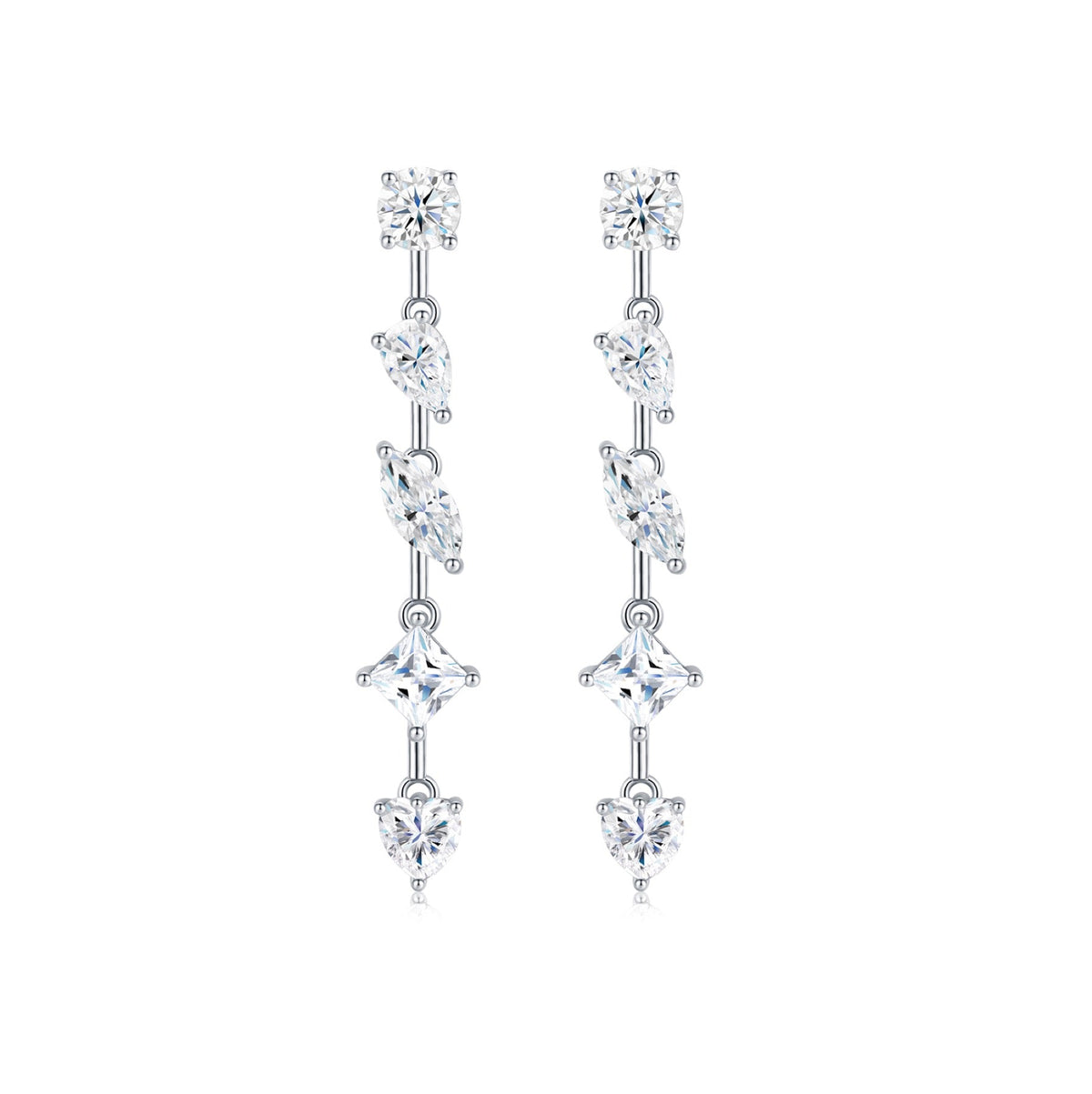 Filare Moissanite Climber Stud Earrings in Sterling Silver