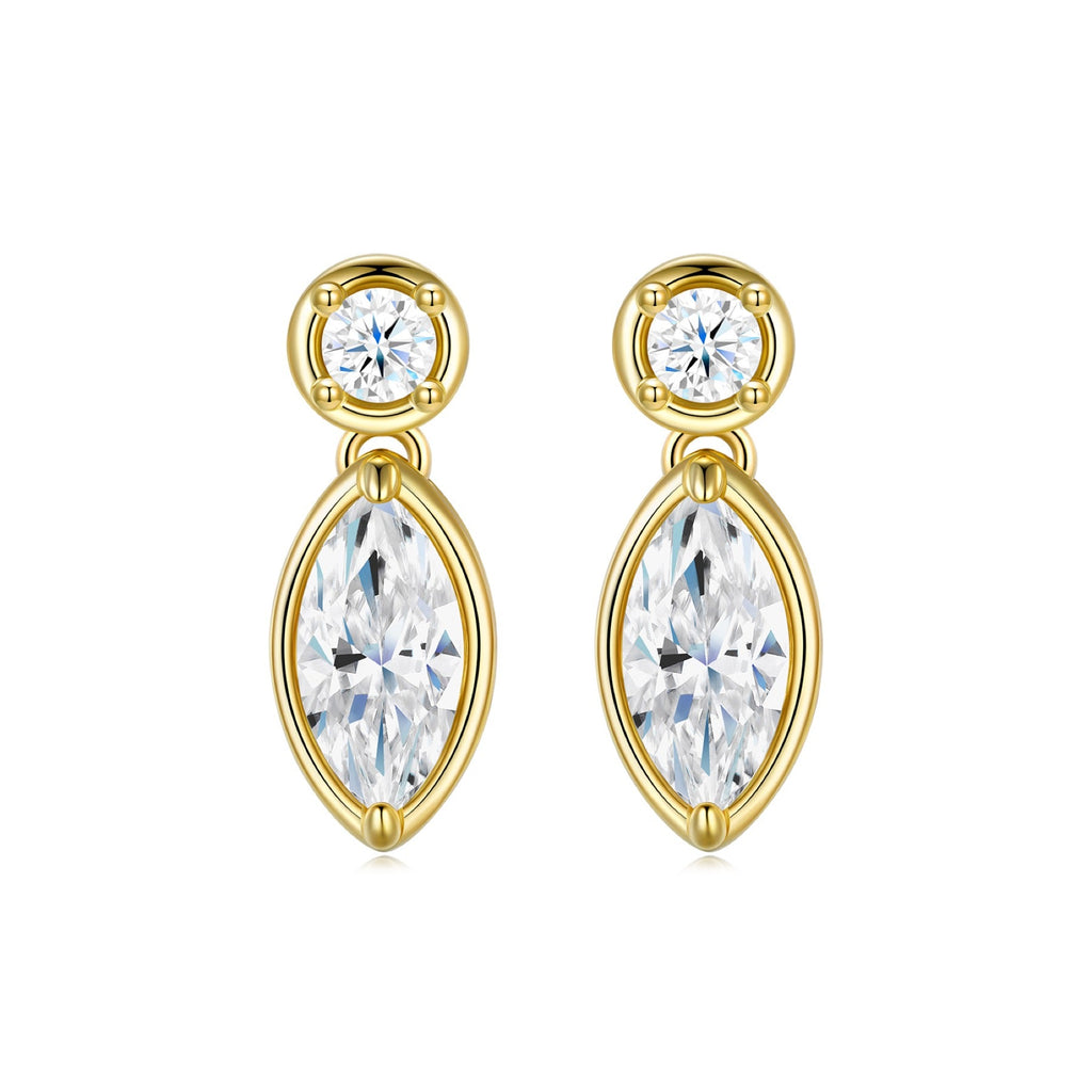 Lancia Marquise-Cut Moissanite Drop Huggie Hoop Earrings in Gold-Tone Sterling Silver