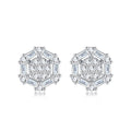 Esagono Moissanite Halo Stud Earrings in Sterling Silver
