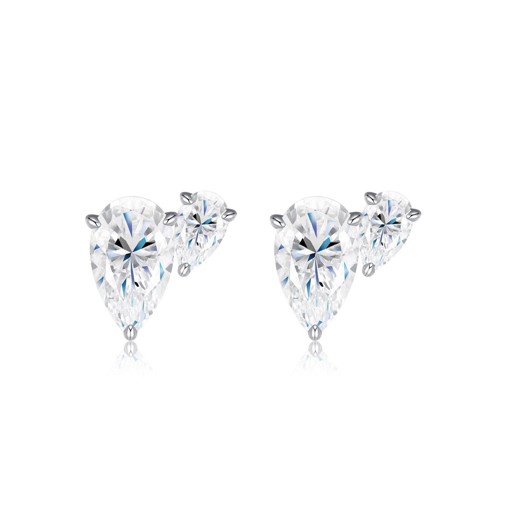 Gemello Moissanite Stud Earrings in Sterling Silver