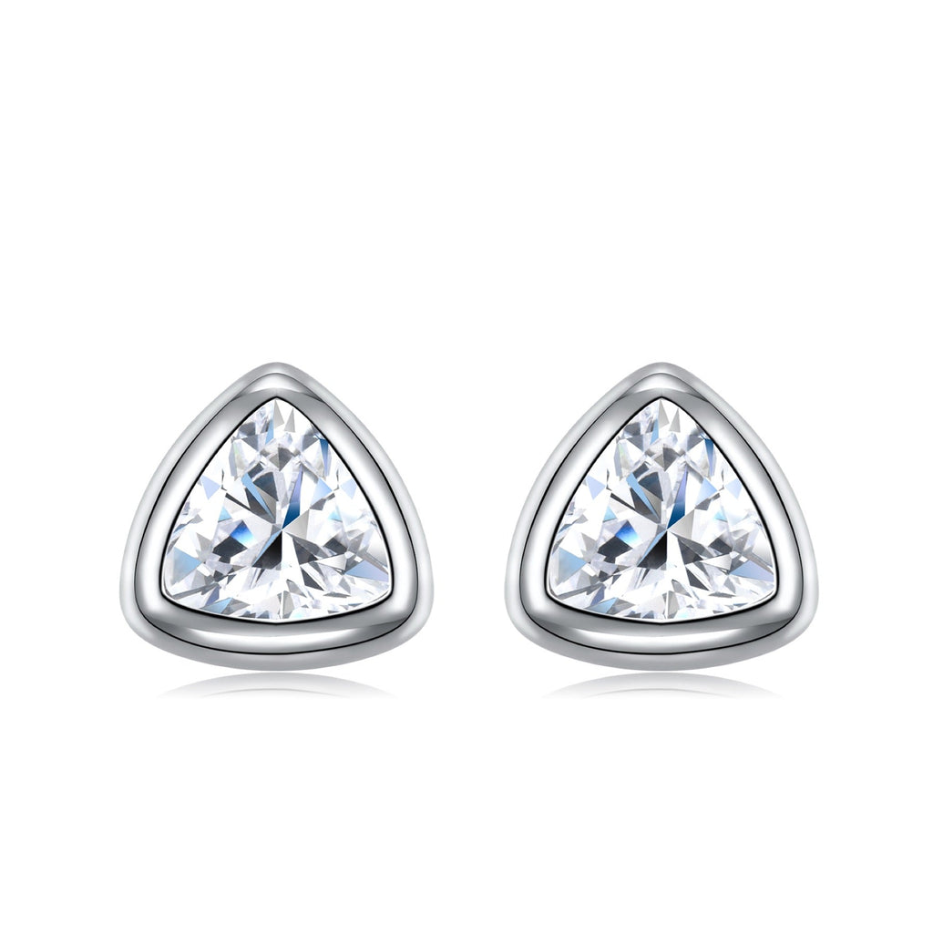 Triadi Moissanite Stud Earrings in Sterling Silver