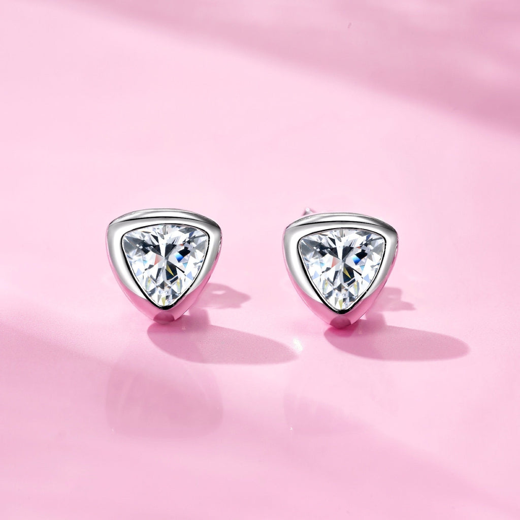 Triadi Moissanite Stud Earrings in Sterling Silver