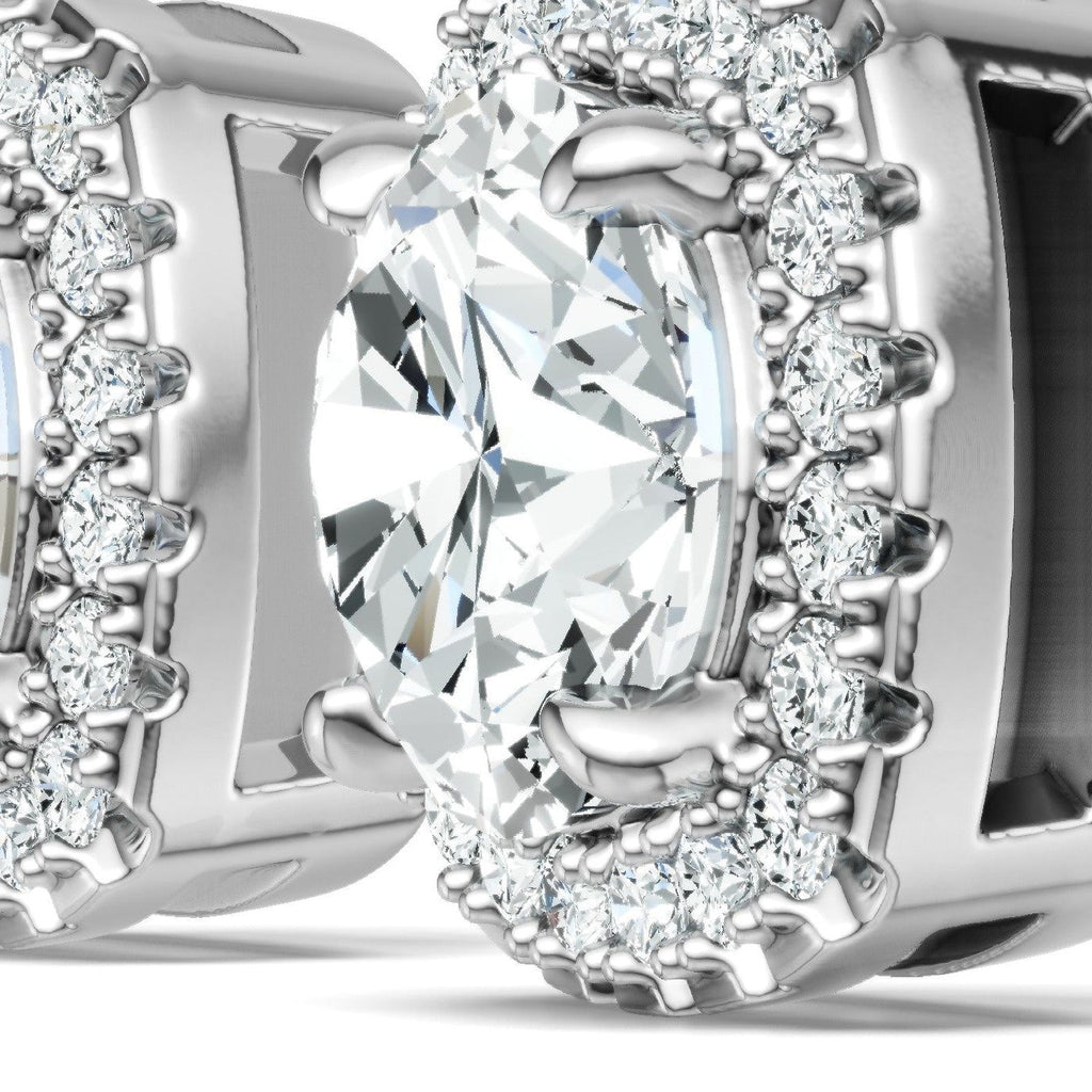 Duetta 3 Carat Moissanite Halo Stud Earrings in Sterling Silver