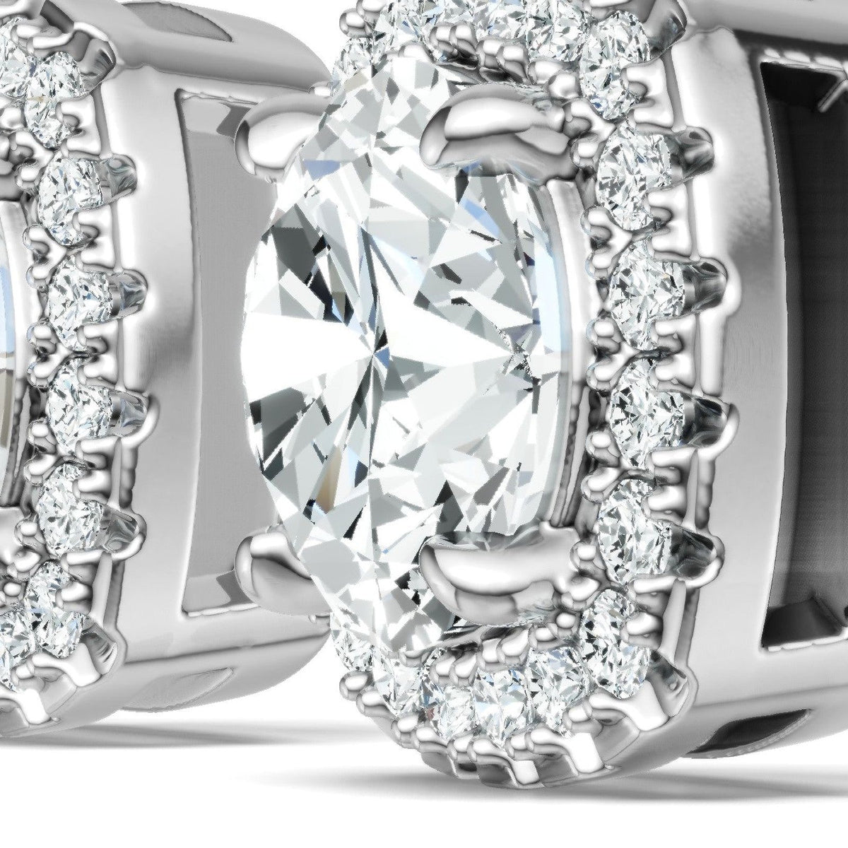 Duetta 3 Carat Moissanite Halo Stud Earrings in Sterling Silver