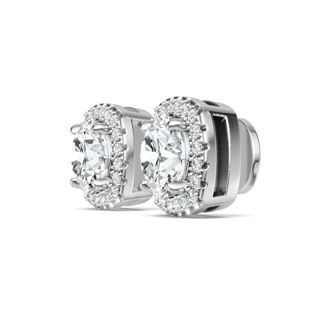Duetta 3 Carat Moissanite Halo Stud Earrings in Sterling Silver