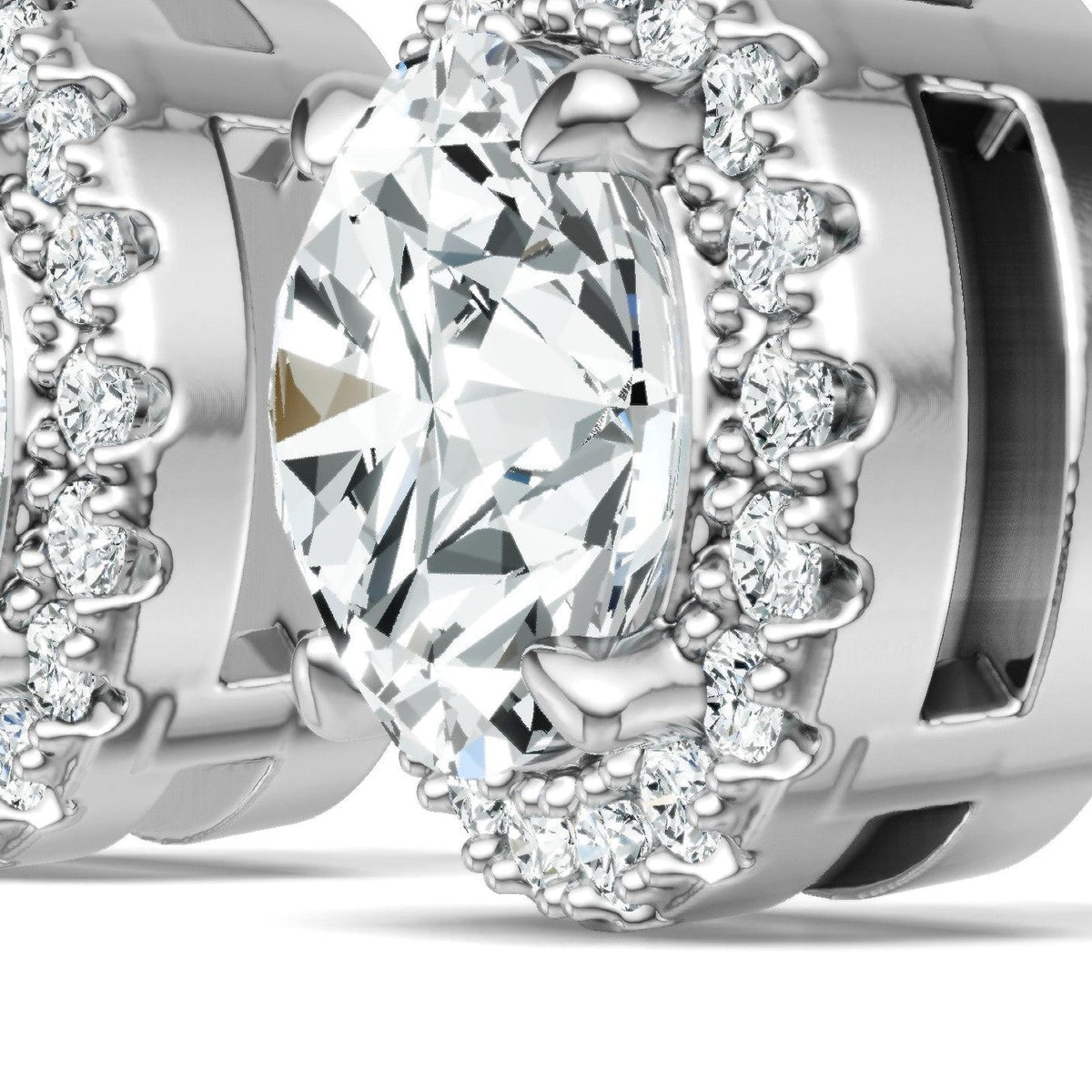 Grandiosa 3 Carat Moissanite Halo Stud Earrings in Sterling Silver