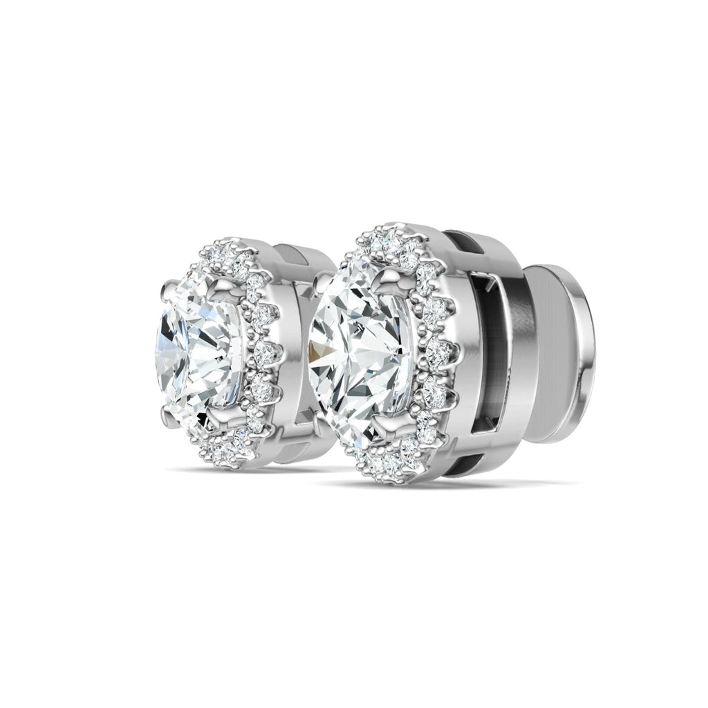 Grandiosa 3 Carat Moissanite Halo Stud Earrings in Sterling Silver