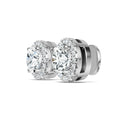 Grandiosa 3 Carat Moissanite Halo Stud Earrings in Sterling Silver