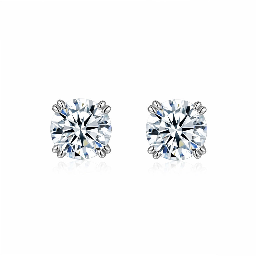 Martini 3 Carat Moissanite Stud Earrings in Sterling Silver