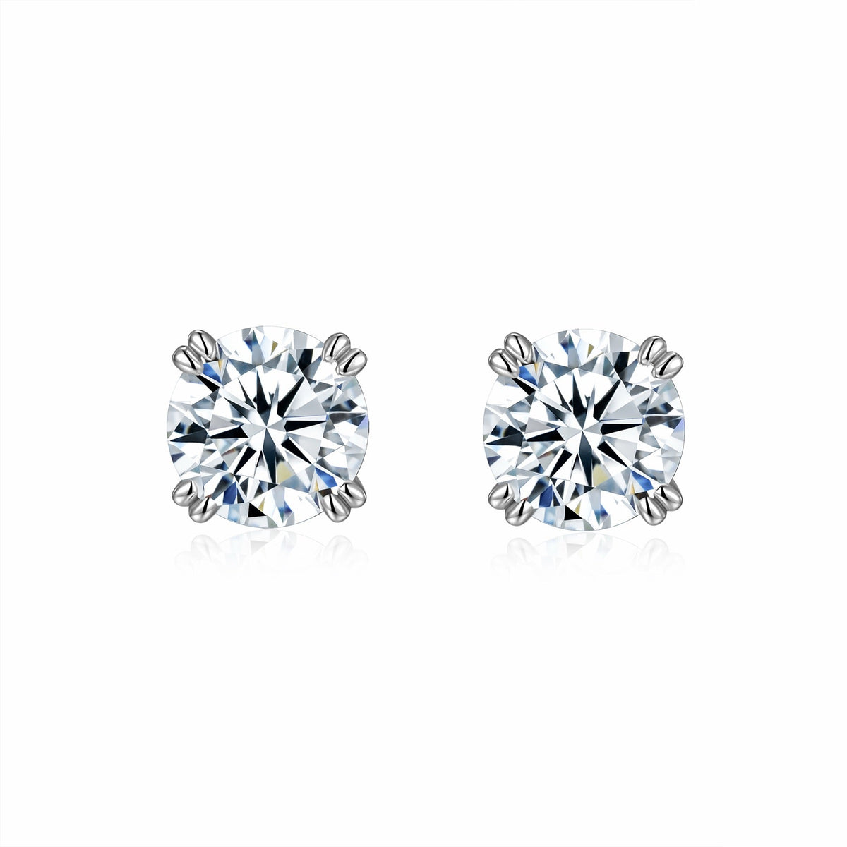 Martini 3 Carat Moissanite Stud Earrings in Sterling Silver