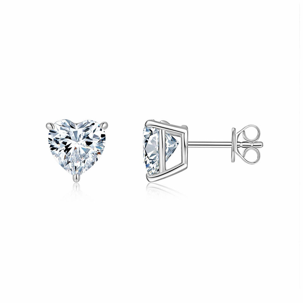 Doppio Moissanite Stud Earrings in Sterling Silver