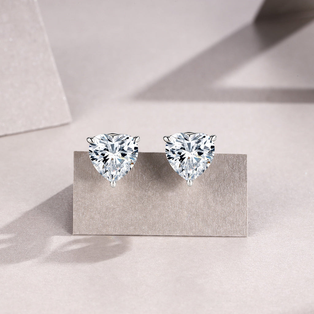 Doppio Moissanite Stud Earrings in Sterling Silver