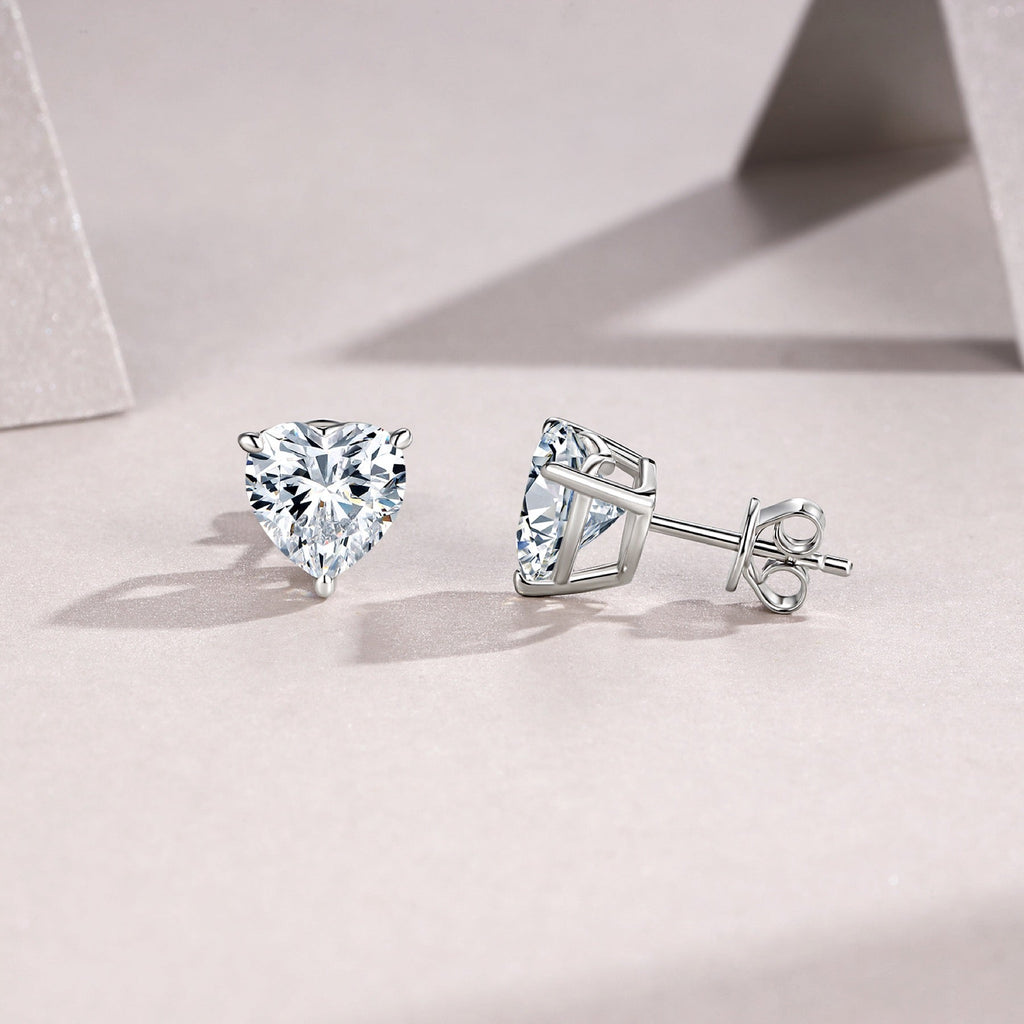 Doppio Moissanite Stud Earrings in Sterling Silver