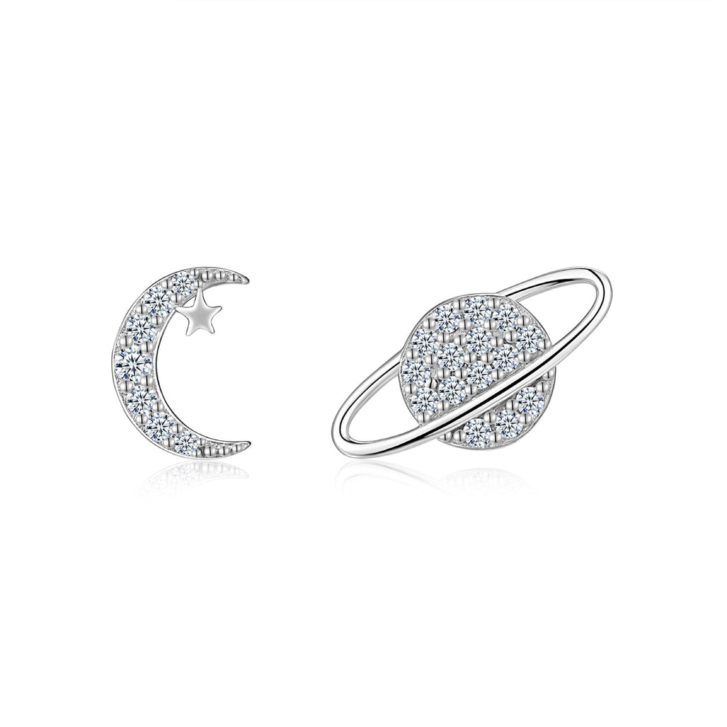 Pianeta Moissanite Stud Earrings in Sterling Silver