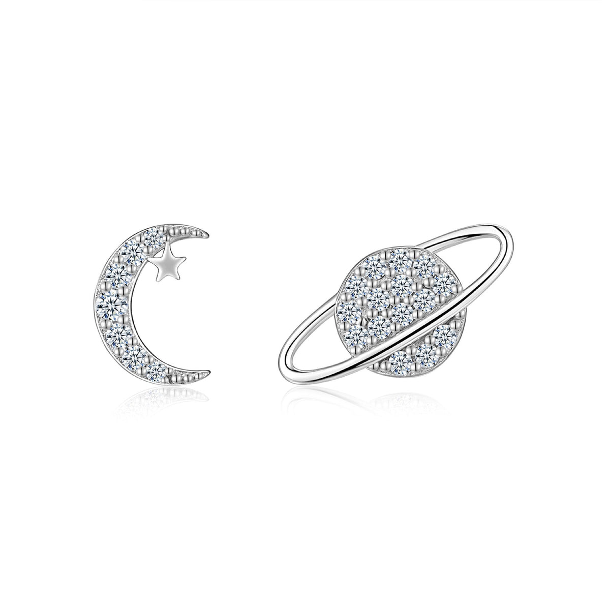 Pianeta Moissanite Stud Earrings in Sterling Silver