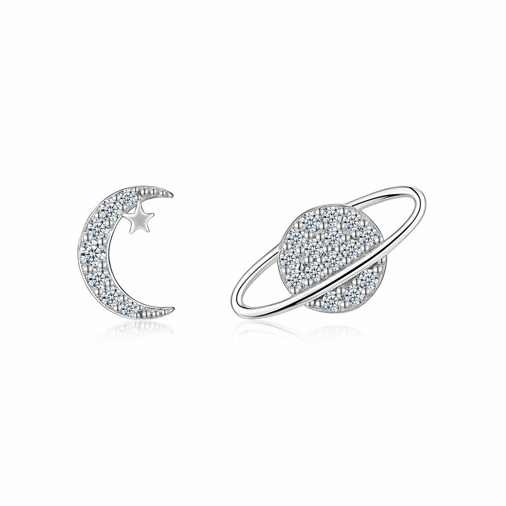 Pianeta Moissanite Stud Earrings in Sterling Silver