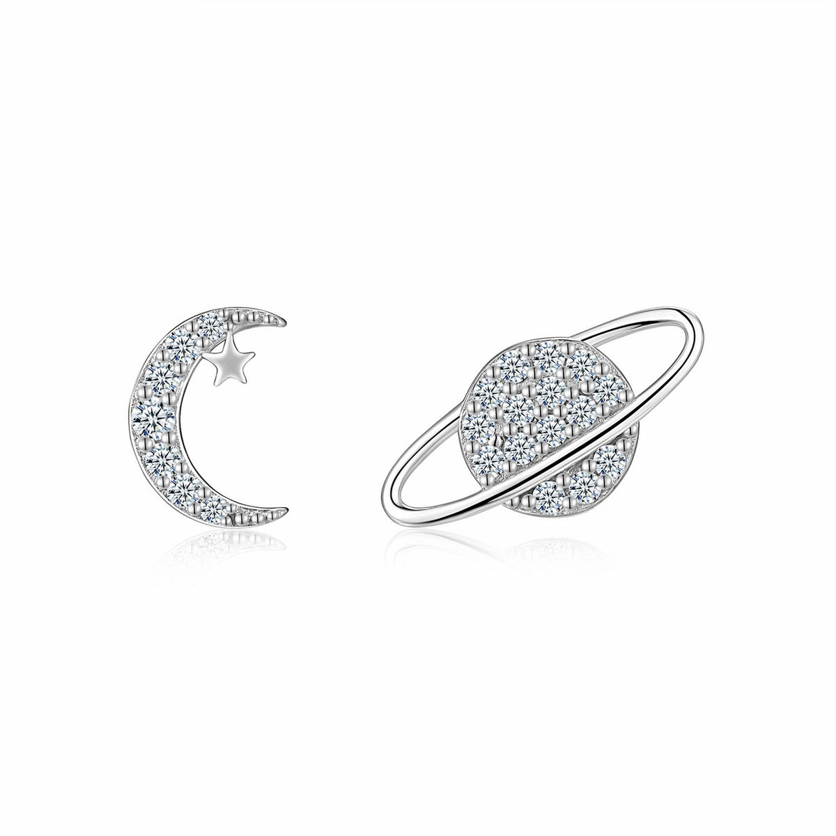 Pianeta Moissanite Stud Earrings in Sterling Silver