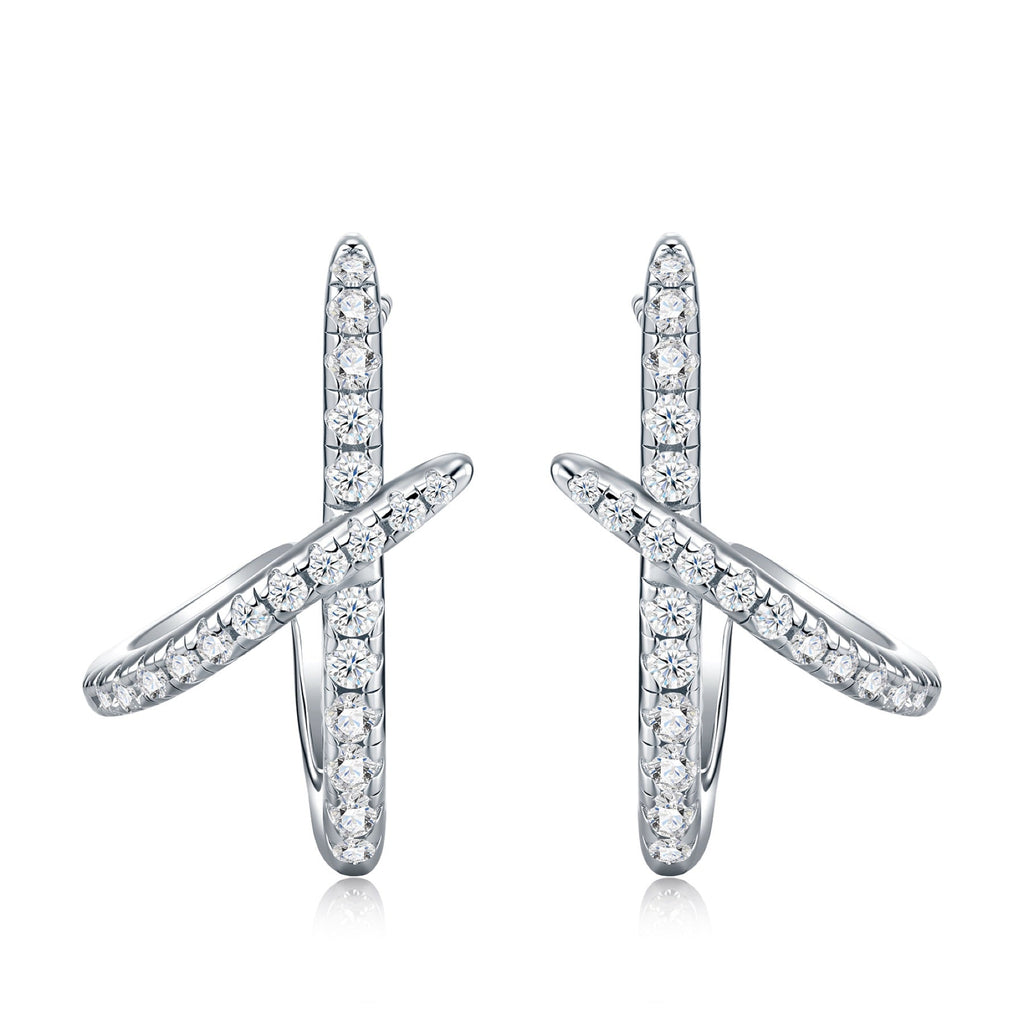 Chiasmo Moissanite Ear Cuff Earrings in Sterling Silver