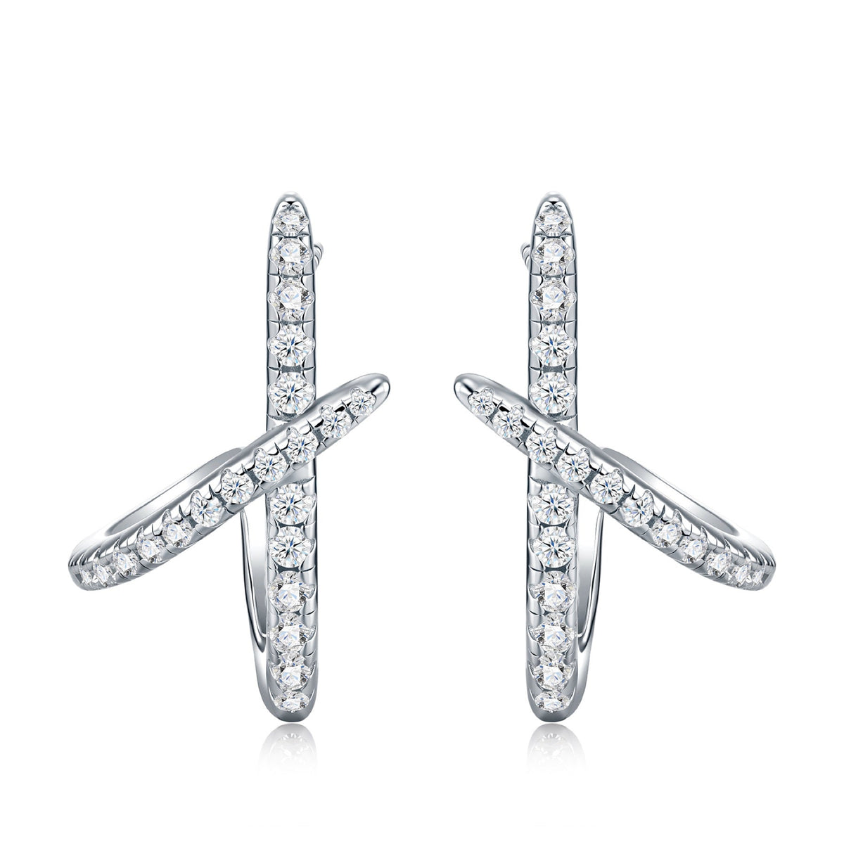 Chiasmo Moissanite Ear Cuff Earrings in Sterling Silver