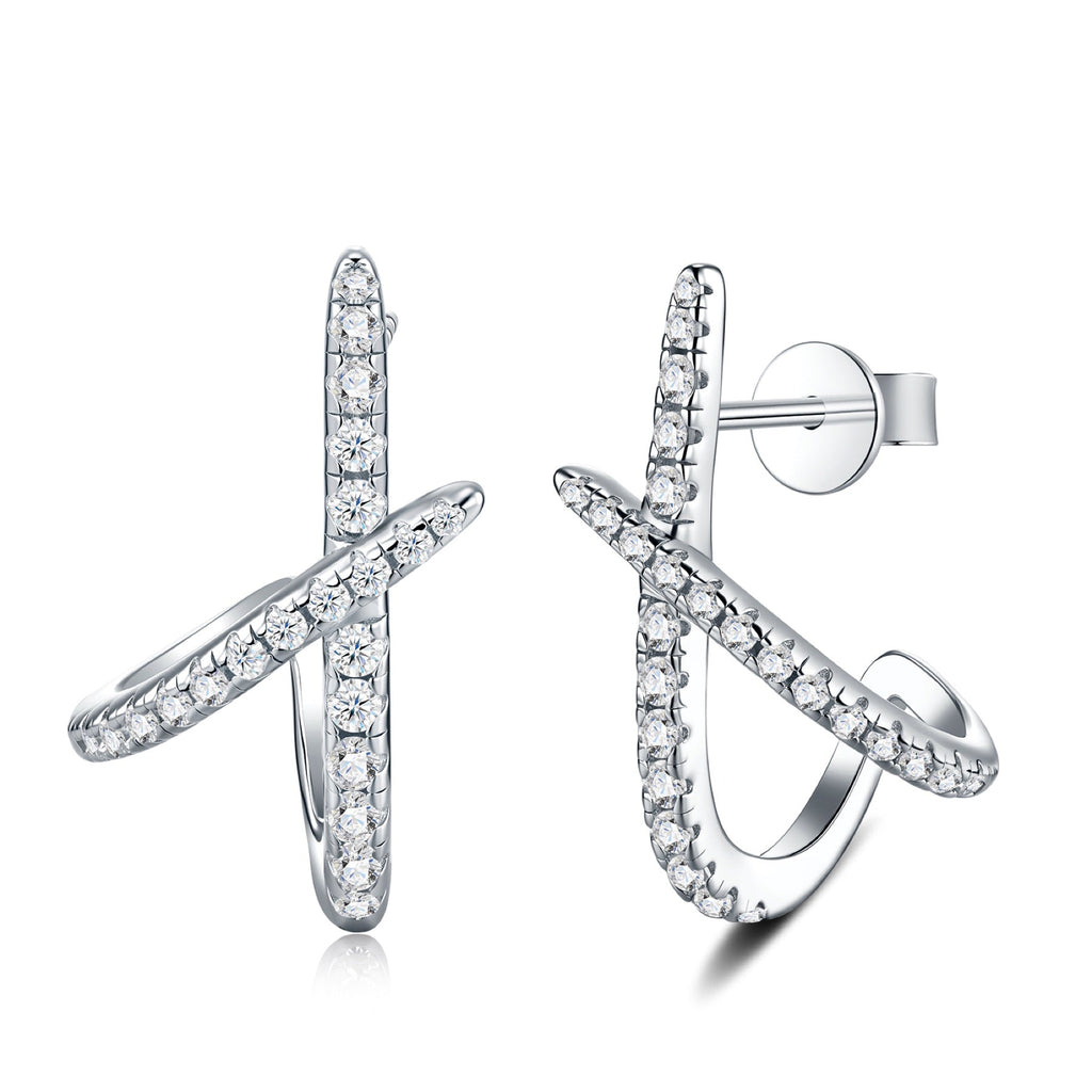Chiasmo Moissanite Ear Cuff Earrings in Sterling Silver