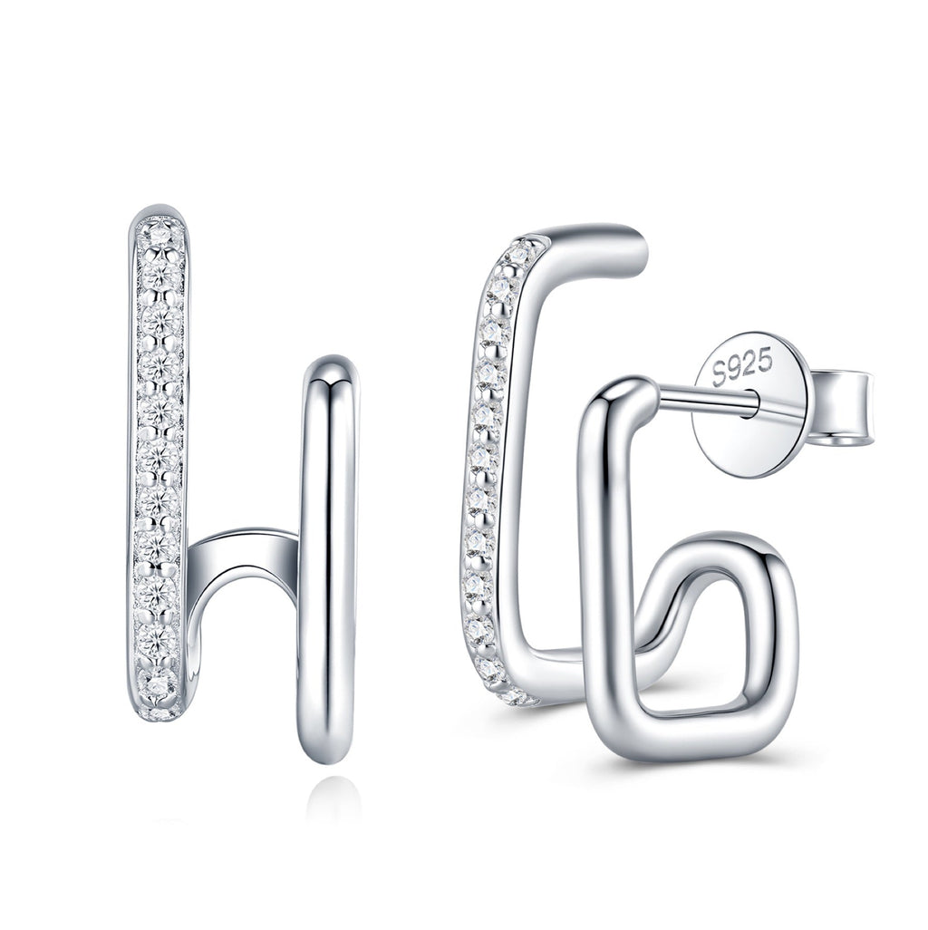 Spigolo Moissanite Ear Cuff Earrings in Sterling Silver