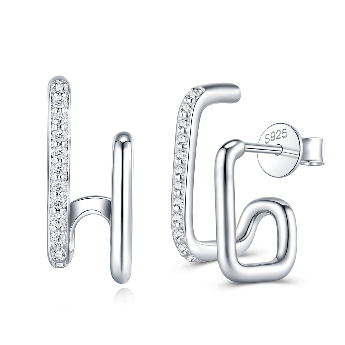 Spigolo Moissanite Ear Cuff Earrings in Sterling Silver