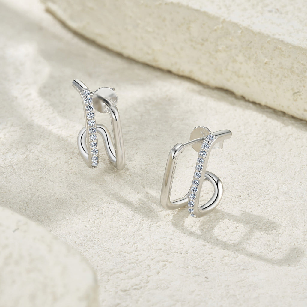 Spigolo Moissanite Ear Cuff Earrings in Sterling Silver